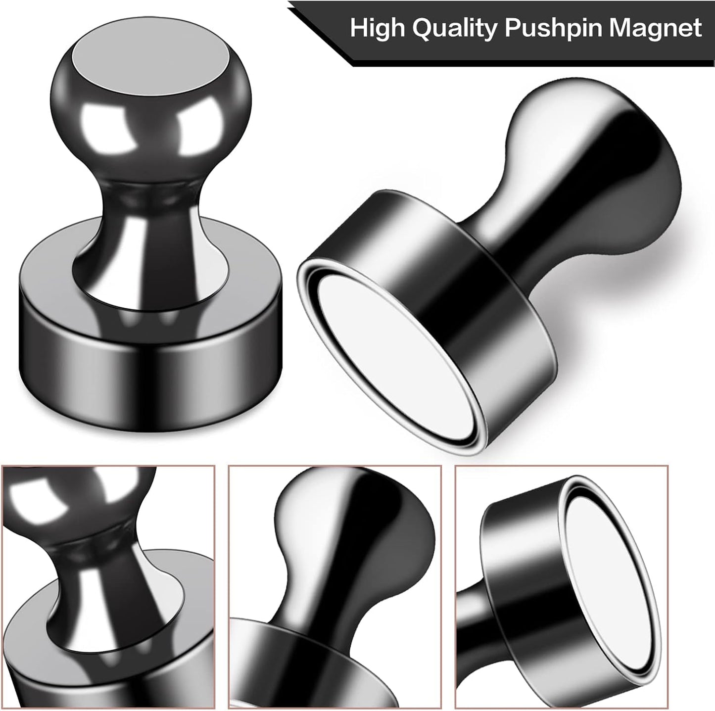 LOVIMAG 60Pcs Black Fridge Magnets - Strong Neodymium Magnets for Whiteboard, Refrigerator, Office, Classroom, Locker, Picture