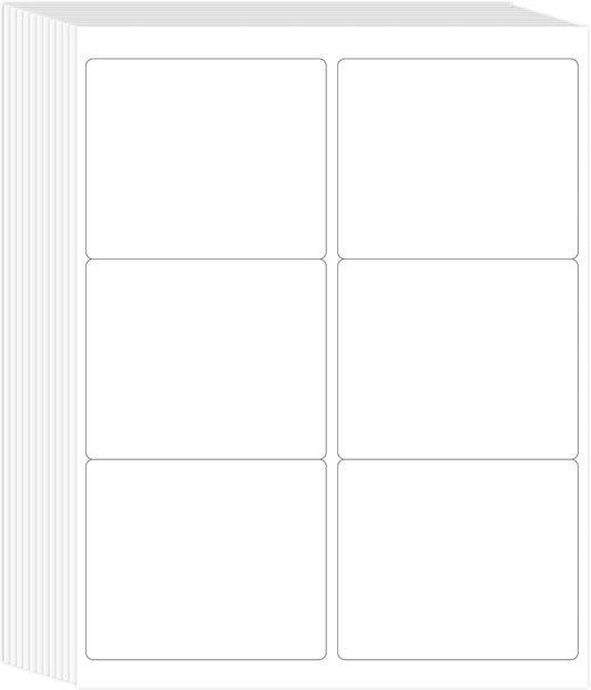 L LIKED 3-1/3" x 4" Printable White Sticker Labels, 300 Labels for Laser/Inkjet Printing - Matte (300 Labels, 50 Sheets)