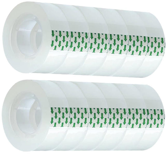 12 Rolls Clear Tape Refill - Tear by Hand, Transparent Tape Rolls for Dispenser, 3/4" x 1000 inch