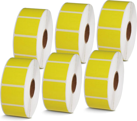 BETCKEY - 1.25" x 1" UPC Barcode & Address Labels Compatible with Zebra & Rollo Label Printer,Premium Adhesive & Perforated[Yellow, 6 Rolls, 8280 Labels]