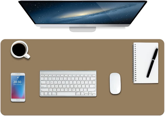 Boutilon Leather Desk Pad Protector,Non-Slip Mouse Pad,Laptop Desk Pad,Office Mouse Mat,Waterproof Leather Desk Blotter,Desk Writing Pad for Office and Home (L-Dark Apricot,35"x 17")