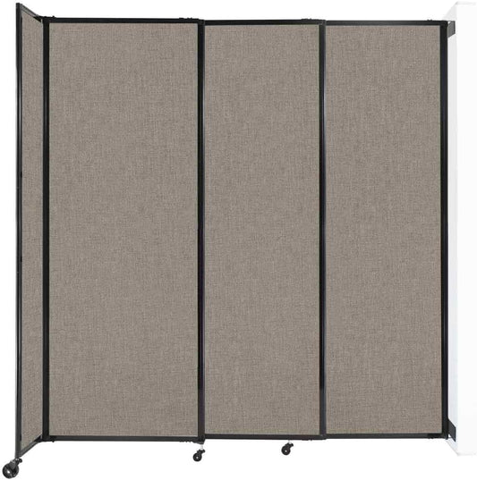 Wall-Mounted Sliding StraightWall Room Divider | Adjustable Widths | Locking Wheels | Room Separator | Up to 7'2" Wide x 7'6" Tall Warm Pebble Fabric Panels