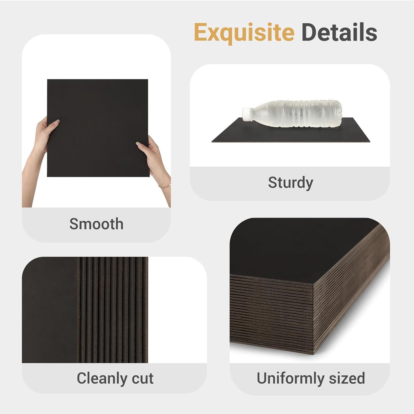 25 Pcs Book Board, Binder Board, Cover Board, Heavy Duty Chipboard for Book Binding, DIY Cardboard (Black, 5.5 x 8.5 Inch 80PT)