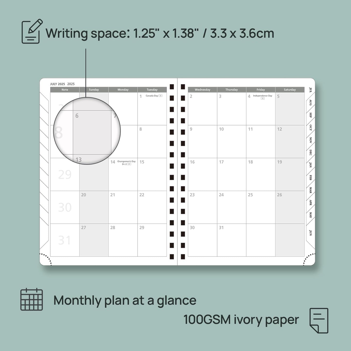 POPRUN Academic Planner 2025-2026 (July 2025-June 2026), Daily Weekly and Monthly Appointment Book (Wirebound Hard Cover - 6.25'' x 8.5'') with Hourly Time Slots, Tabs, 100 GSM - Black