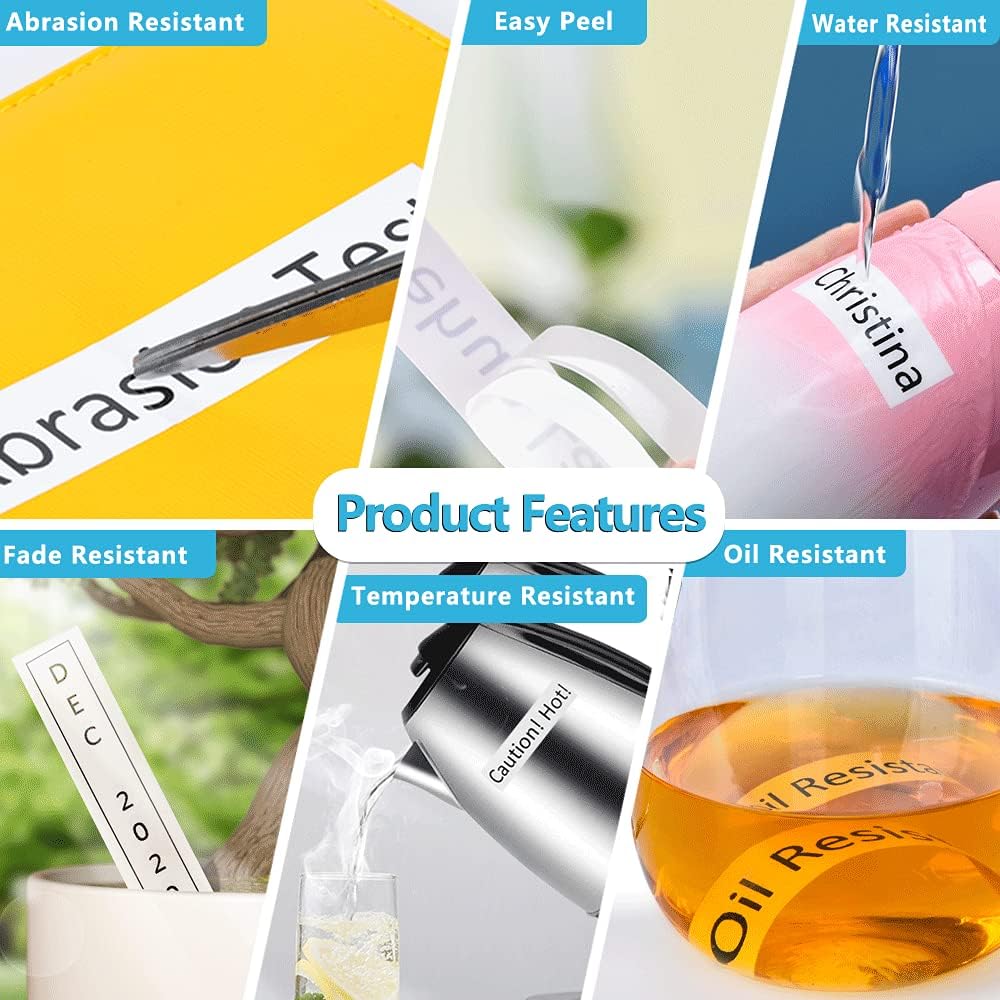 Hehua Tze Tz Tape 18mm 0.7 Laminated Tape Compatible for Brother TZe-241 TZe241 TZ241 TZ-241 Label Maker Tape 18mm 0.7 White for Ptouch PT-D400 PT-D600 PTD600vp, 3/4 inch Black on White, 10 Pack