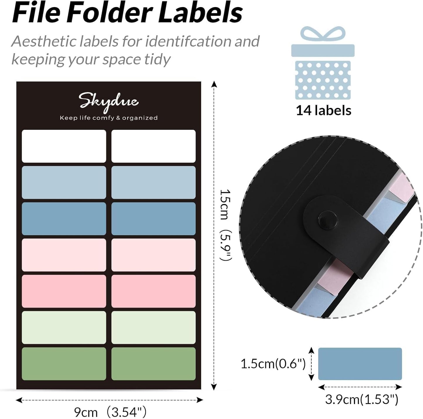 SKYDUE 8 Pockets Expanding File Folders, Accordion Folders, Portable Paper Bill Receipt Organizer, Letter Size, Home College School Office Supplies, Black