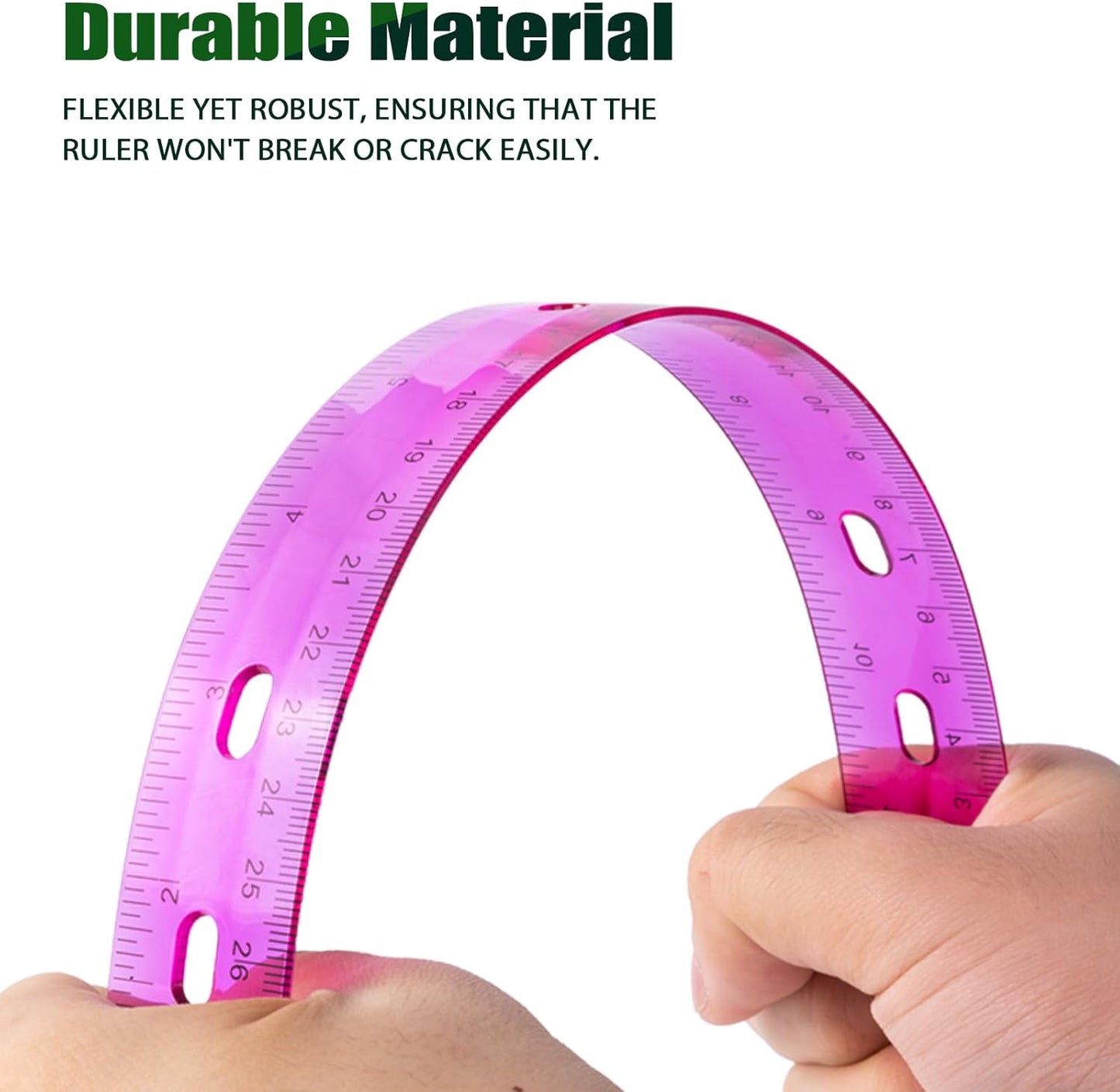 28 Pack Plastic Ruler 12 Inch Transparent Rulers - Metric Bulk for Kids School Office Classroom, Purple