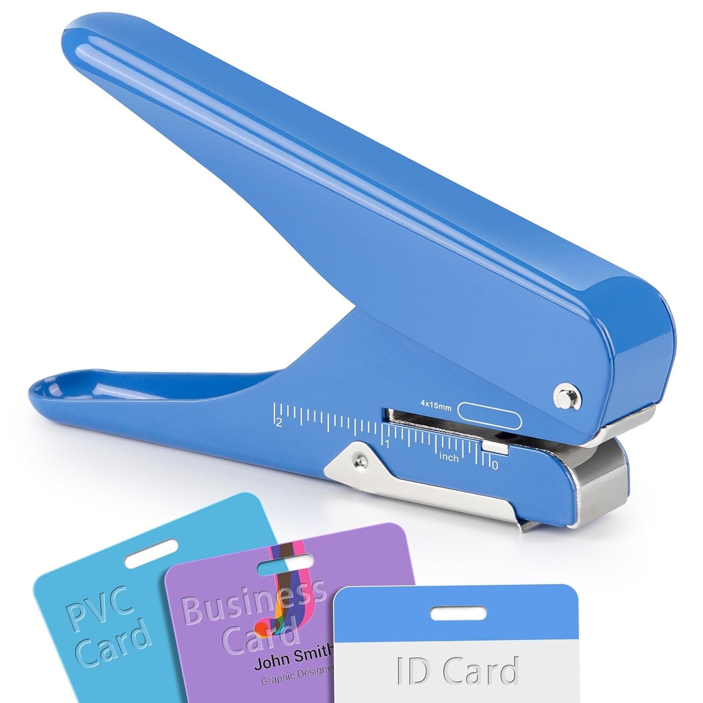 Handheld Badge Slot Hole Punch: Imlike Card Punch with Garbage Collector, Slot Puncher for PVC ID Card, Business Card, Name Tag and Luggage tag, 19/32" x 5/32" Hole, All Metal Construction