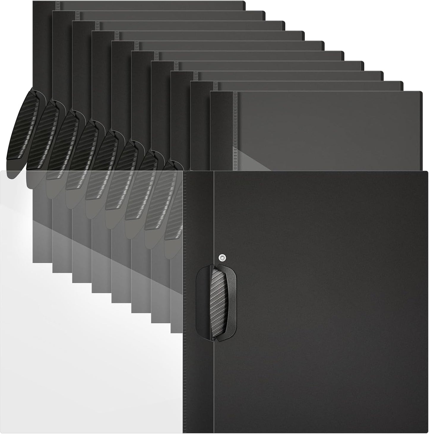 Teling 24 Pcs Clear Report Covers with Sliding Bar and Clip Presentation Folders Resume Folders for Classroom Business Files Document School Office, 9.4 x 11.8 Inches(Black)