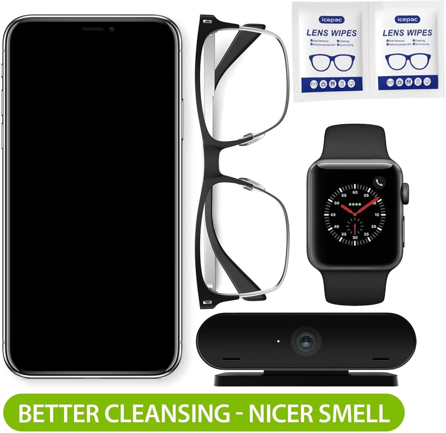 Eyeglass Cleaner Wipes, Sunglasses, Screens - Gentle and Portable for On-the-Go Cleaning of Devices, Lens Wipes for Eyeglasses, Wet Lens, Camera Lenses, Laptops, Etc. Individually Packaged（220 PCS）