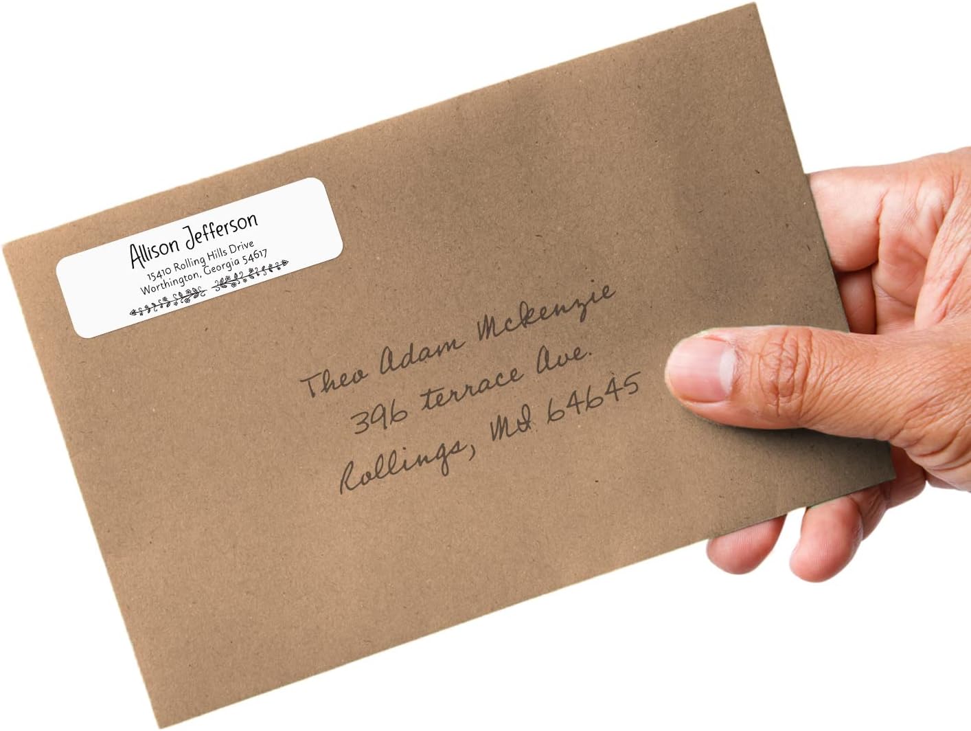 Black and White Botanical Rolled Address Labels / 250 Personalized Return Address Labels/Designer Address Stickers in Elegant Plastic Dispenser