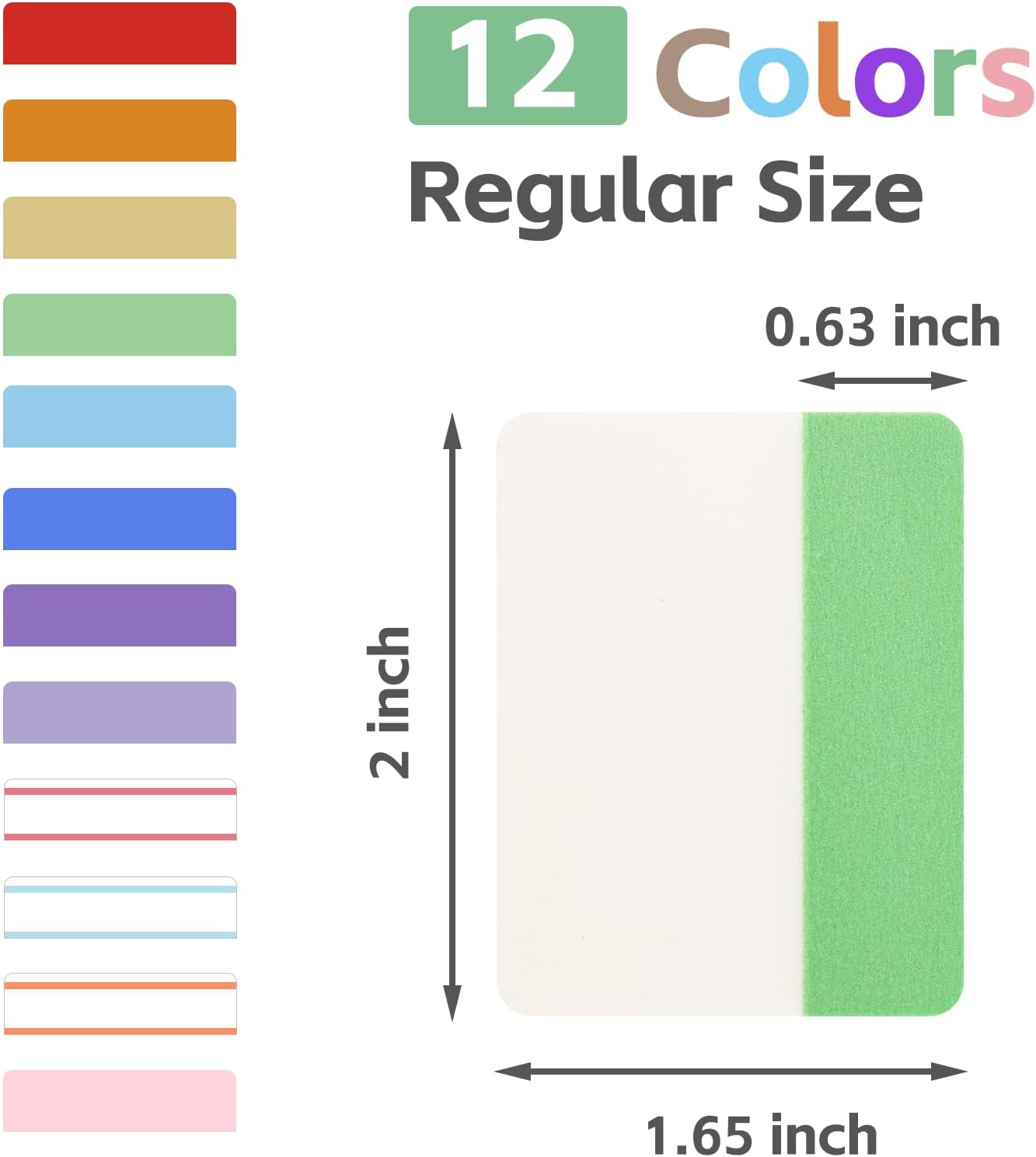 KICNIC 2 Inch Sticky Tabs Index Tabs 480 Pieces, Colored Reading Tabs Self Adhesive, Arrow Flags Pages Markers for Binder, Books, File Folders and Notebook [12 Colors] Writable, Repositionable