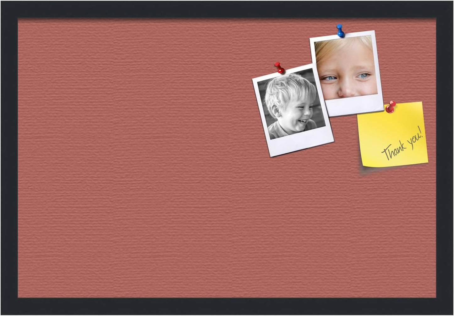 PinPix 24x16 Inch Cork Bulletin Board. This Decorative Framed Pin Board Comes with Crimson Pastel Design and a Satin Black Frame. Ideal for Home Office Decor or Message Board (PinPix-1807)