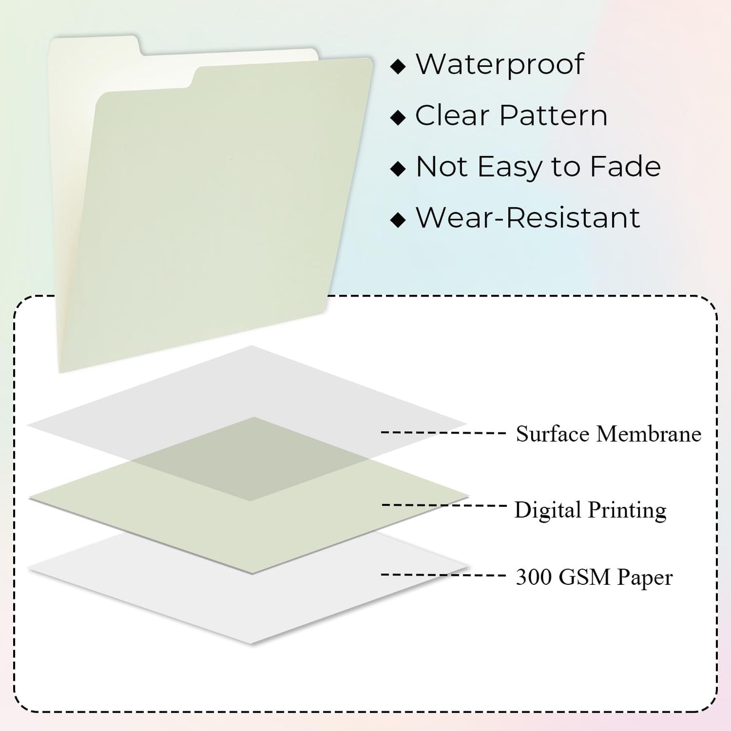 Y YOMA 12 Pack Colored File Folders Letter Size Gradient File Folder with 1/3-Cut Tab Cute Pretty Decorative Heavyweight Filing Folder File Organizers for Office School Home Desktop, Leaf Green