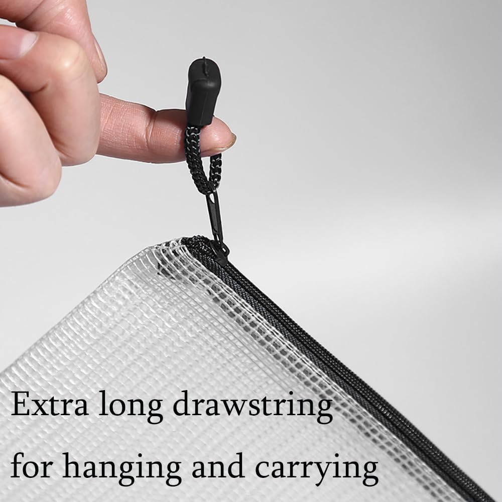 Mesh Pouch Bag,B5 Zipper Bag for Organizing Storage, Waterproof Zipper Pouch, 8" x 11"/21cm x 30cm, File Bag for School and Office Supplies (Black)