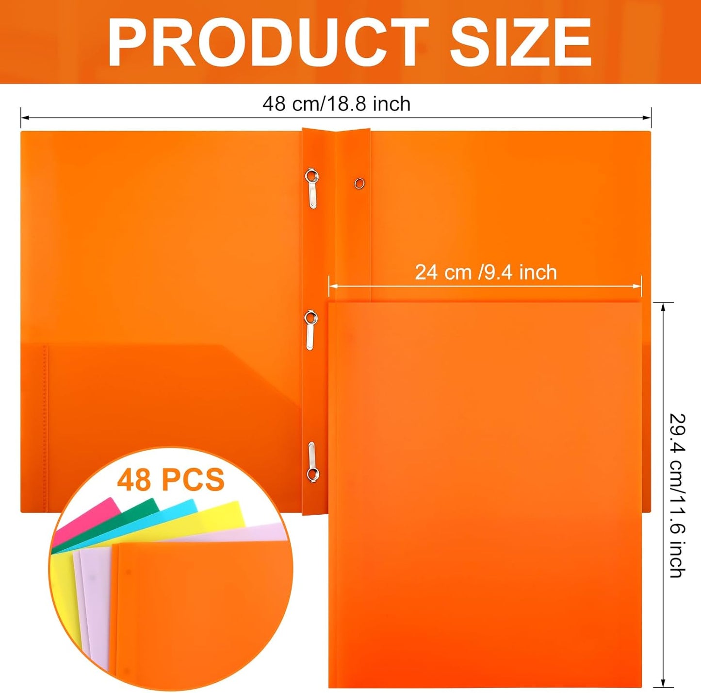 Patelai 48 Pcs Plastic Folders with 2 Pockets and 3 Prongs Home Folders with Card Slot Letter Size Heavy Duty Report Covers for Back to School(Stylish Color,Classic)