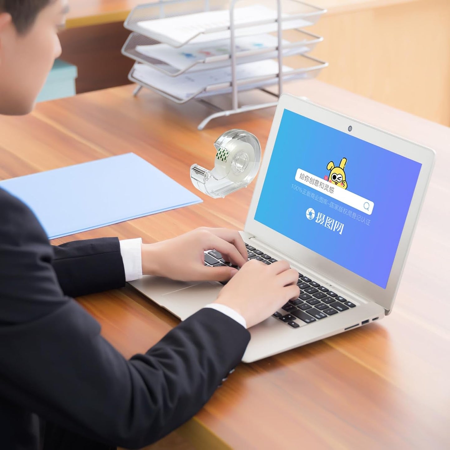 Clear Tape, Transparent Tape for Office, 3/4 in, Dispensered, 24 Packs