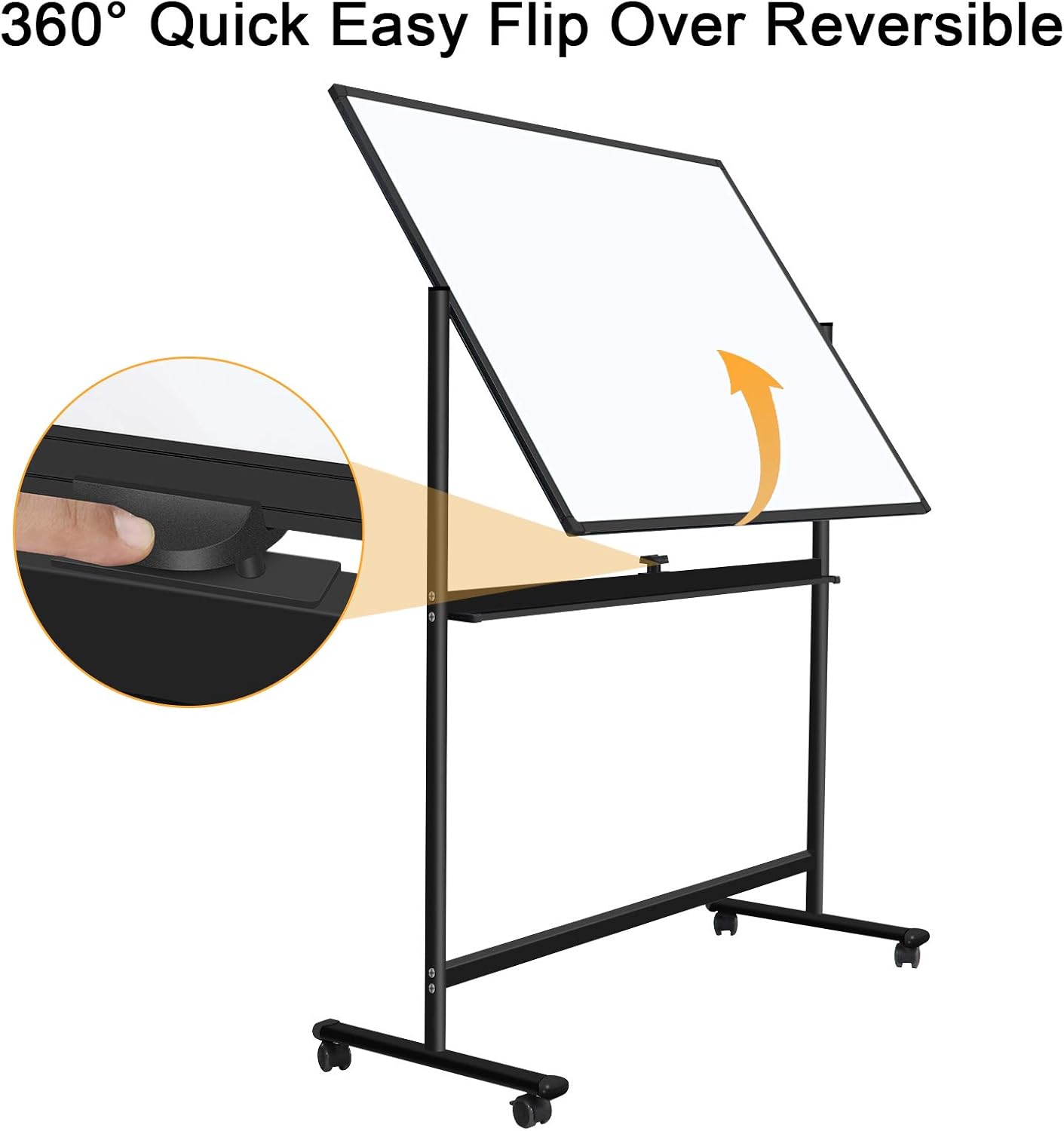 H-Qprobd 48"x36" Mobile Whiteboard Double-Sided Magnetic Dry Erase Board on Wheels - Comercial Rolling White Boards with Sturdy Stand for Home, Office & School