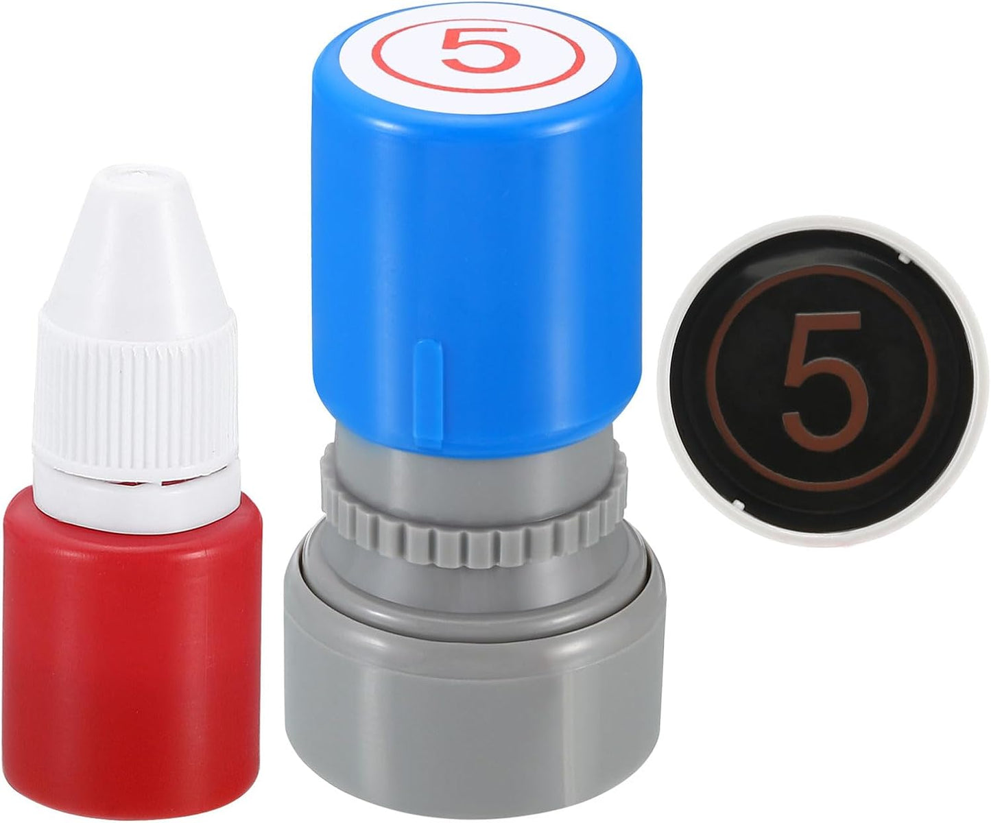 PATIKIL Number Stamps Self Inking, Numeral 5 Number Stamp Teacher Stamp Initial Stamp Ink Stamp for Class Notebook Scrapbooking DIY Craft Style 2, Red Ink