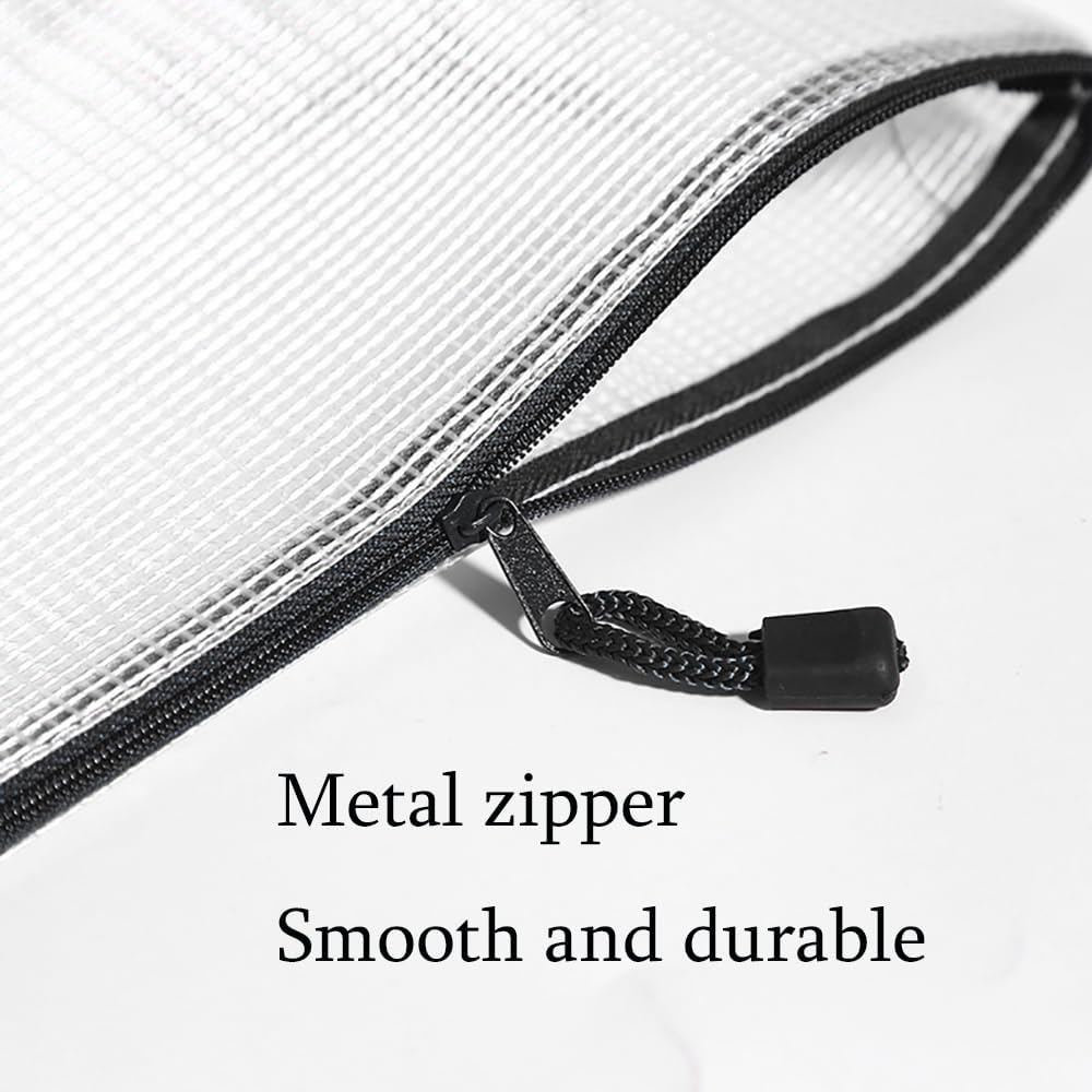 Mesh Pouch Bag,A3 Zipper Bag for Organizing Storage, Waterproof Zipper Pouch, 17" x 12"/44cm x 32cm, File Bag for School and Office Supplies (Black)