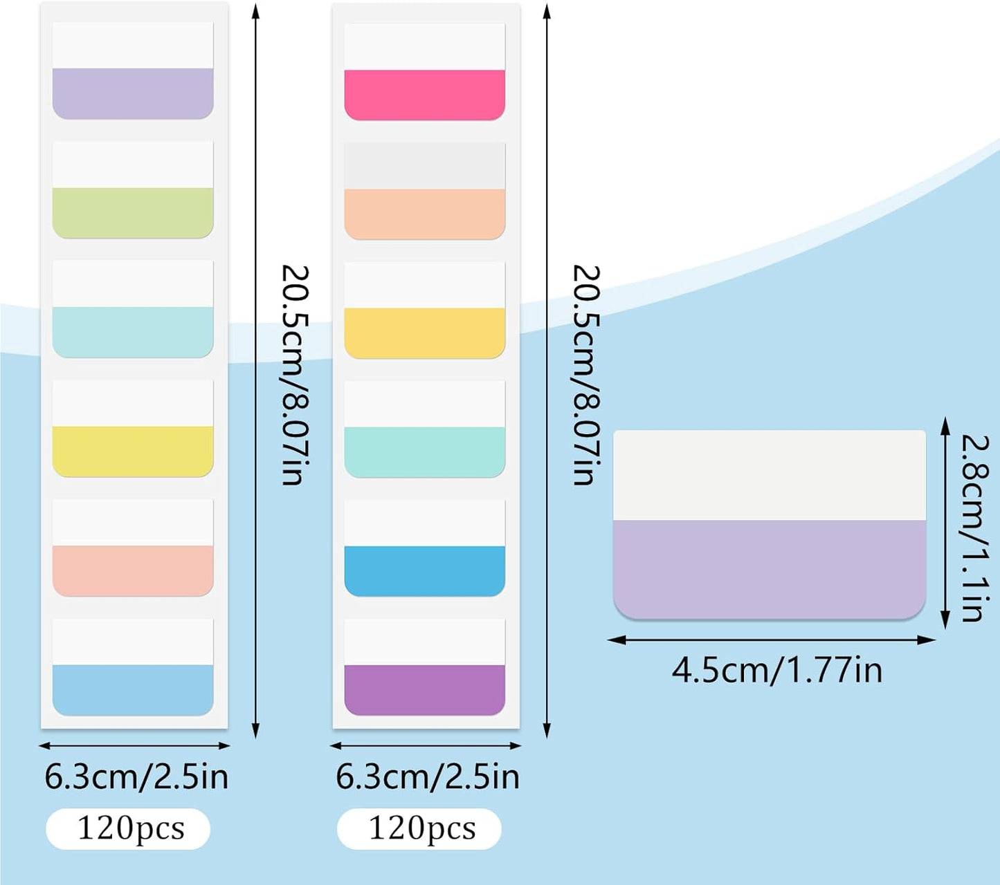 240 Pcs Sticky Index Tabs, 1.8×1inch Colored Book Sticky Tabs for Notebooks, Repositionable Page Tabs for Notebooks File Classification