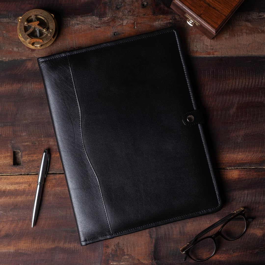 Leather Portfolio - Professional Portfolio Organizer, Resume Folder, Leather Padfolio for Men and Women, Business Portfolio with cardholder, Portfolio Folder - Leather Folder