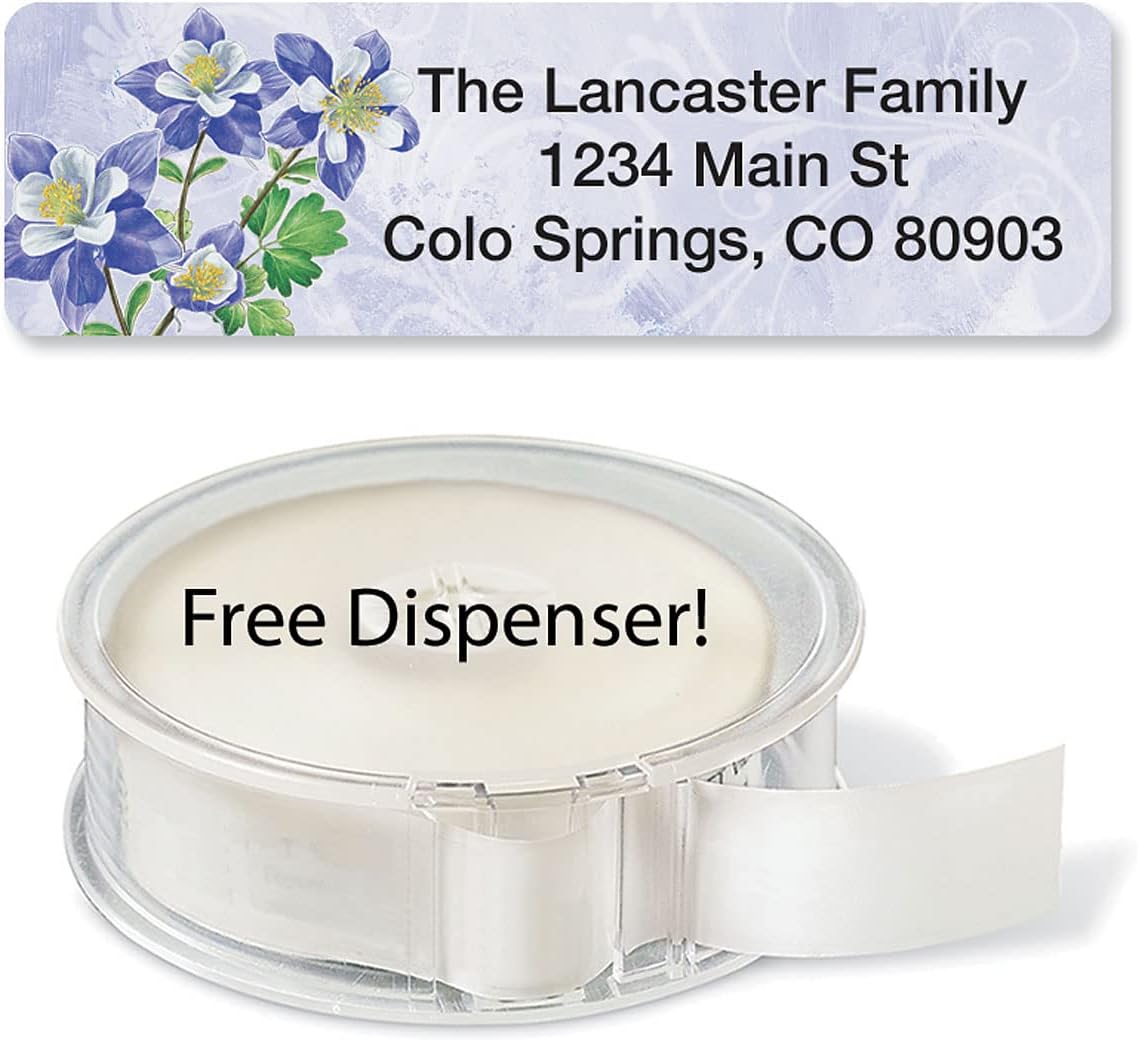 Colorful Images Spring Floral Rolled Personalized Return Address Mailing Labels with Dispenser, Customize with Name & Shipping Address, 500 ¾” x 2½” Self Adhesive, Easy Peel Label Roll