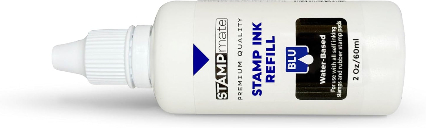 Premium Refill Ink for Self-Inking Stamps and Stamp Pads - 2 oz. Bottle (Blue)