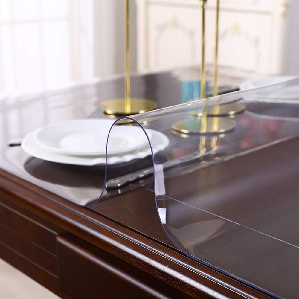 Easy Clean PVC Cover Pad 48 x 72 Inch Clear Plastic Dining Table Protector Desk Pad Mat Wooden Furniture Coffee Glass End Side Pub Table Cloth Top Protection Countertop Cover Waterproof Rectangular