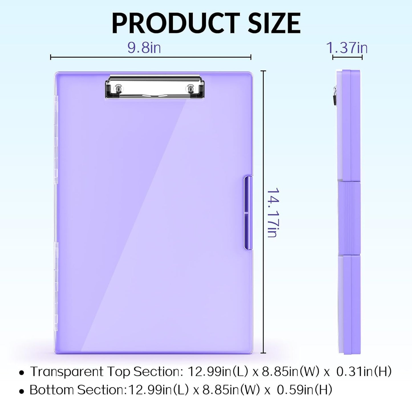 Sooez Clipboard with Storage, Heavy Duty Cleaview Clip Boards 8.5x11 with Dual Storage, Dry Erase Plastic Nursing Clipboard, High Capacity Clipboards Folder for Teacher Nurse, School & Office Supplies