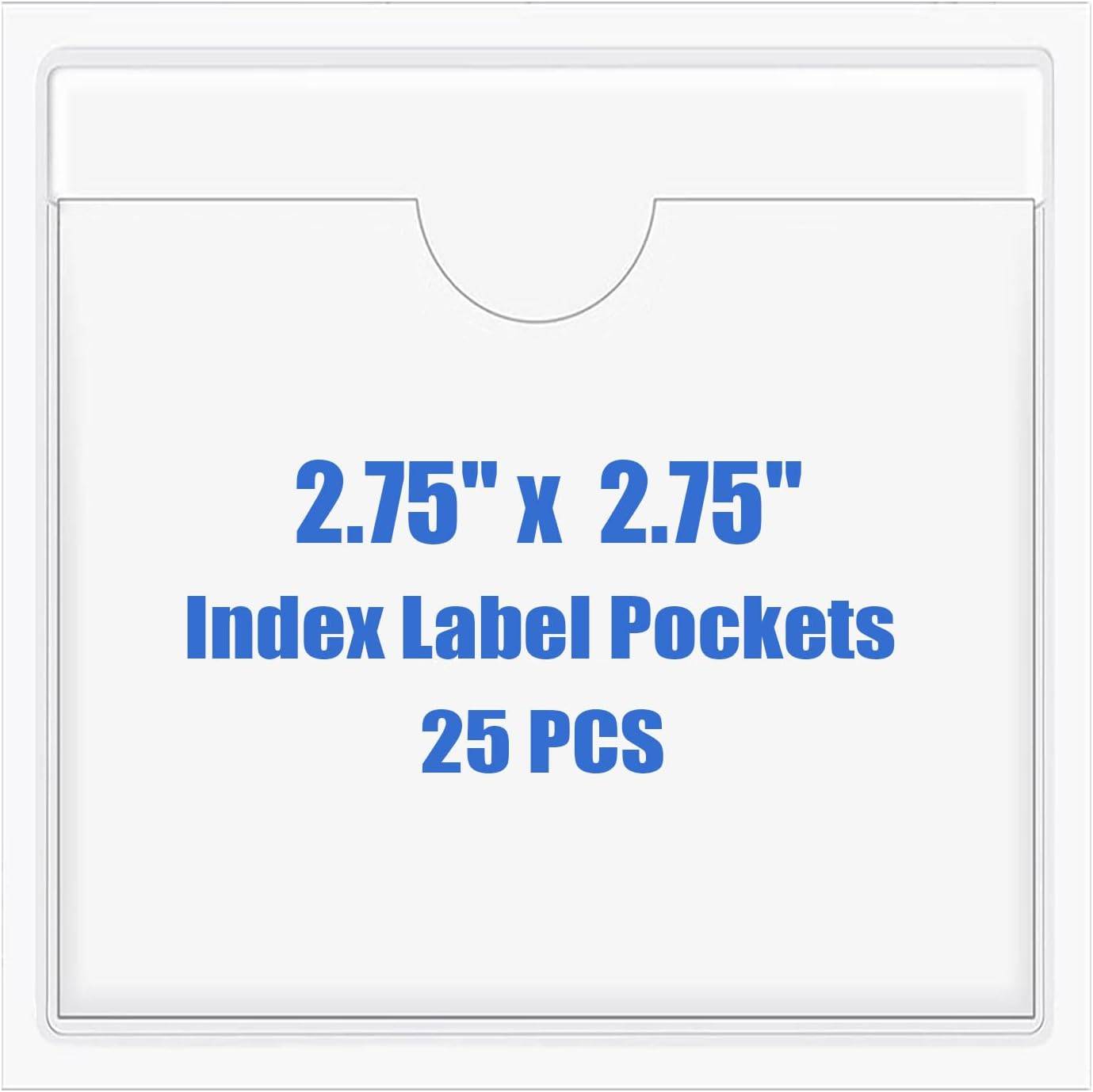 Origin-Joy 25 PCS Self-Adhesive Index Label Pockets, Clear Plastic Peel & Stick Card Holders with Top Open for Loading (2.75 x 2.75 inch)