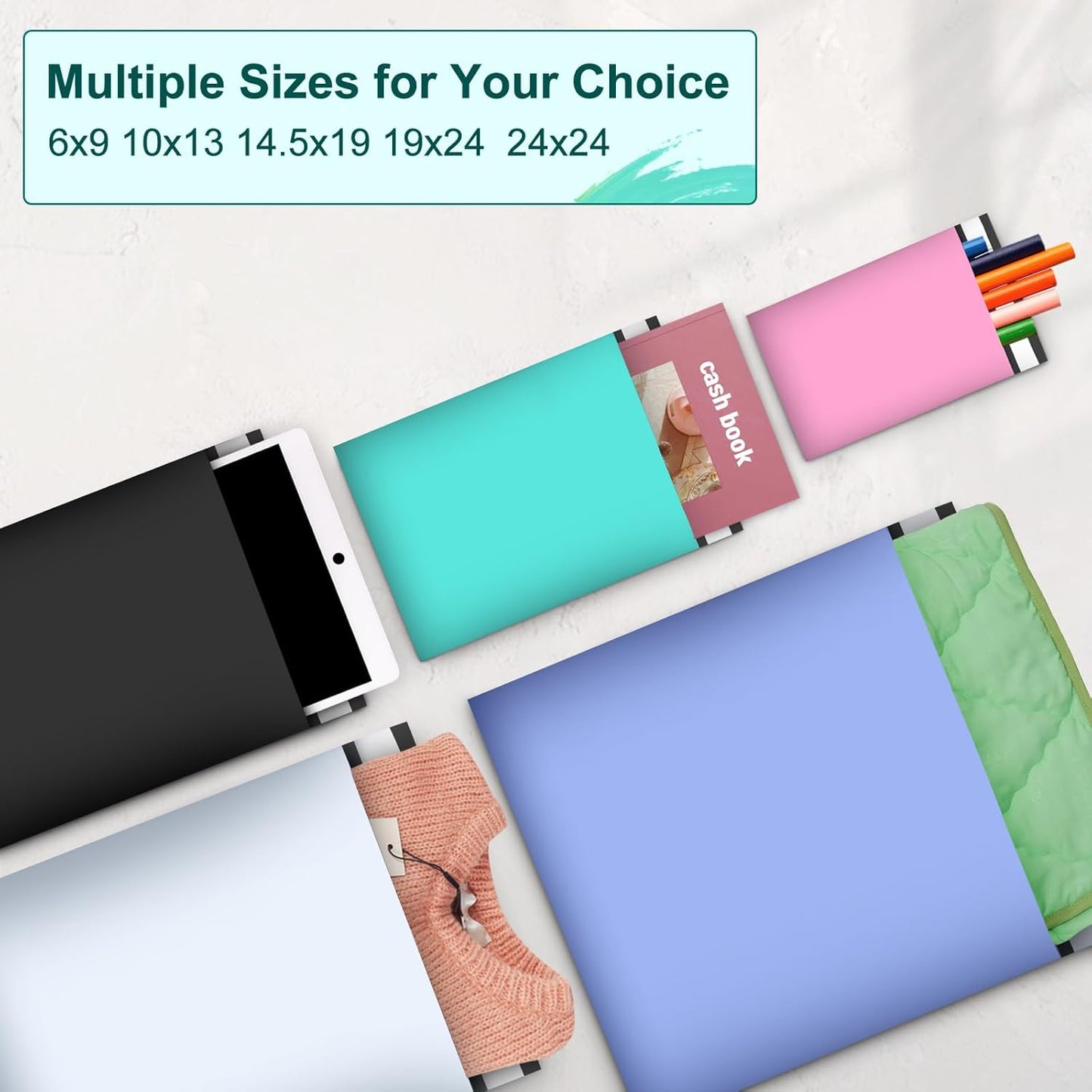 Poly Mailers 10x13 Inch 200 Pcs, Teal Shipping Bags, Mailing Envelopes with Self Seal Adhesive Strip, Waterproof and Tear-Proof Poly Bags for Non-Fragile Items