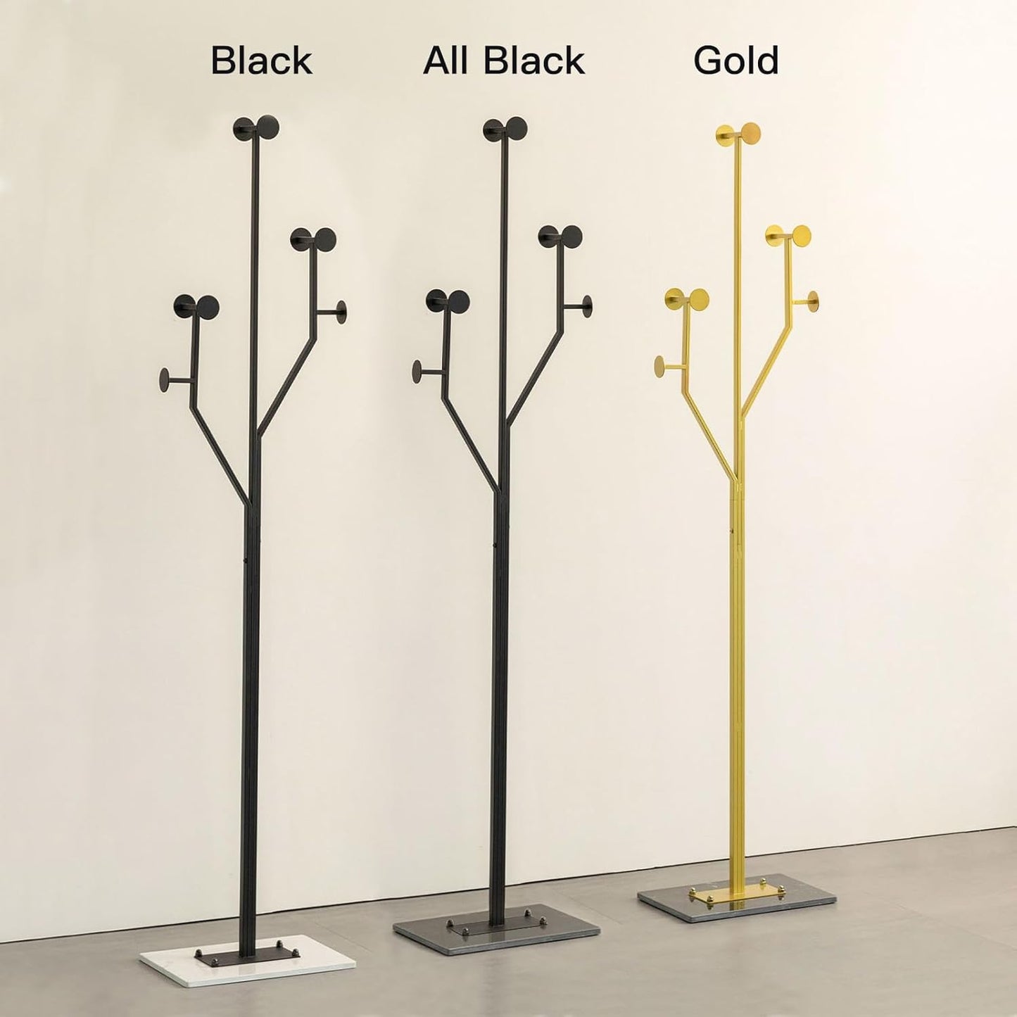 Heavy Duty Coat Rack Tree-shaped Metal Freestanding Coat Tree with Sturdy Marble Base Corner Coat Rack for Bedroom Entryway Hallway 14.96 x 10.24 x 68.9 Inches (Gold)