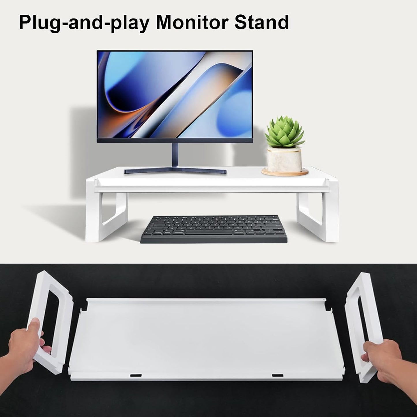 Monitor Stand Riser – 22-Inch Computer Monitor Stand with Multifunctional Slot, Multi-Purpose Desktop Storage for Laptop, Printer, TV