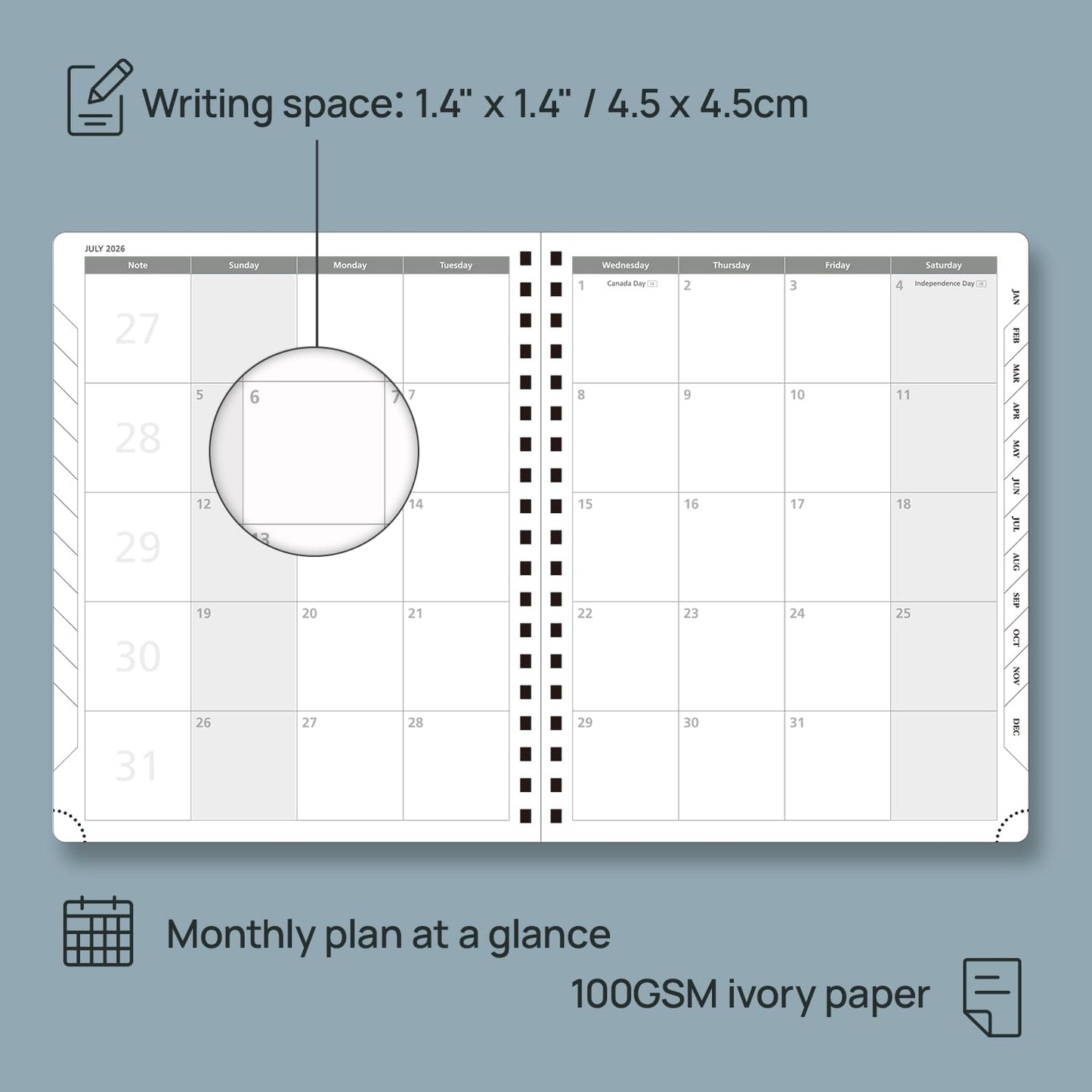 POPRUN 2026 Planner (Large Size 10'' x 8'' Wire-Bound Hard Cover) Daily Weekly and Monthly Calendar - Agenda 2026 (Jan.2026-Dec.2026) with Hourly Schedule, Monthly Tabs - Orange
