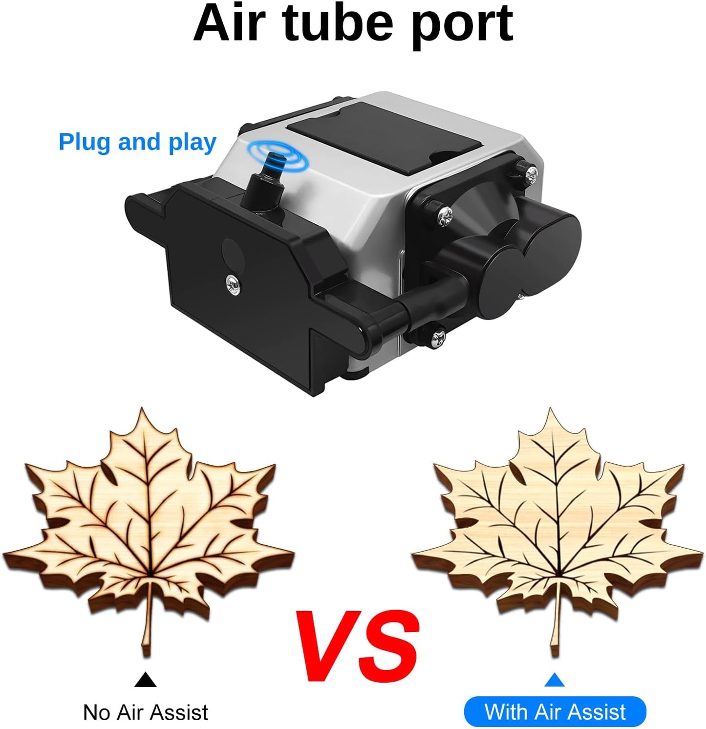 LASER TREE Air Assist for Laser Cutter and Engraver, Adjustable Max 26 L/Min Airflow Air Assist Pump, Reduce Burn Marks, Protect Laser Module Lens, Smooth Edge Clean Cuts, Remove Smoke and Dust