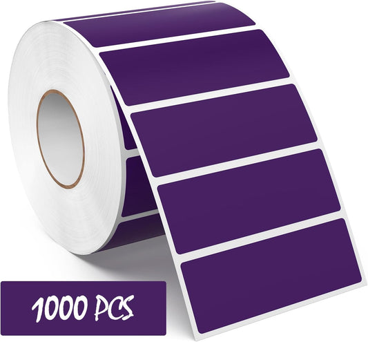 3 × 1 Inches Purple Rectangle Color Coding Labels 1000 PCS, Self-Adhesive Writable Waterproof Vinyl Blank Sticker Roll for Office Home School Business