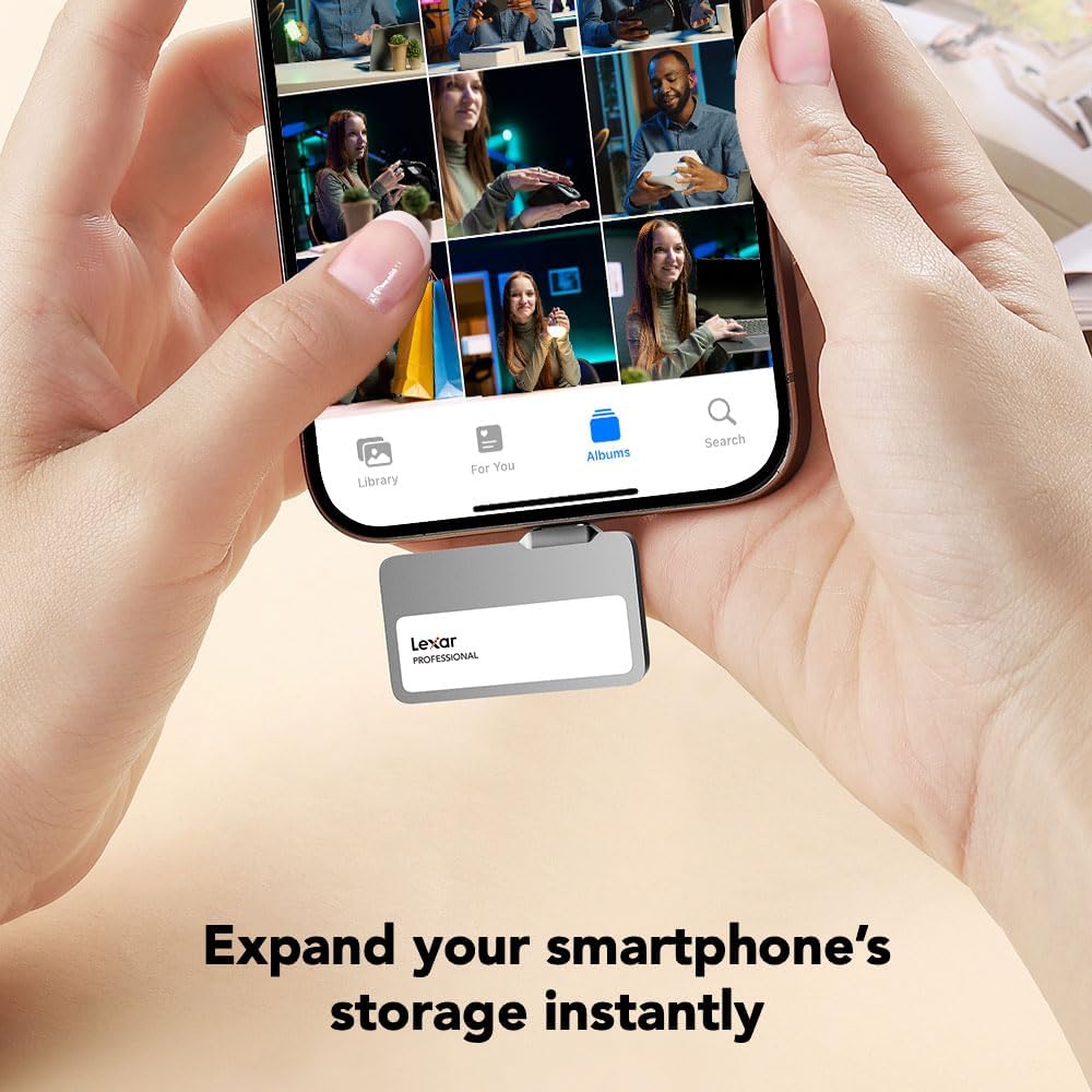 Lexar 2TB Professional Go Portable SSD, Supports Apple 4K 60fps ProRes, Up to 1050MB/s, USB 3.2 Gen 2, Rugged, IP65, Ultracompact, Compatible w/iPhone 15/16, External SSD (LSL400X002T-RNSNU)