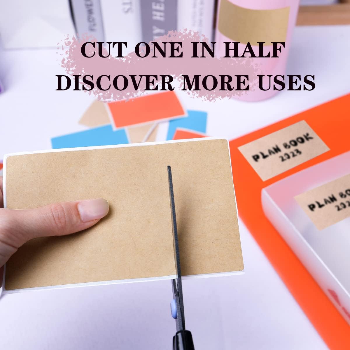 PARLAIM 3 X 5 Inch Rectangle Adhesive Color Coding Stickers,Kraft Rectangle Labels -250 Per Dispenser Box（Kraft ）