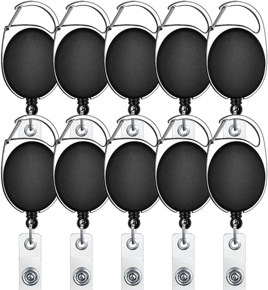 selizo 10pcs Retractable Badge Holders Retractable ID Badge Clips Badge Reels Retractable with Carabiner Reel Clip