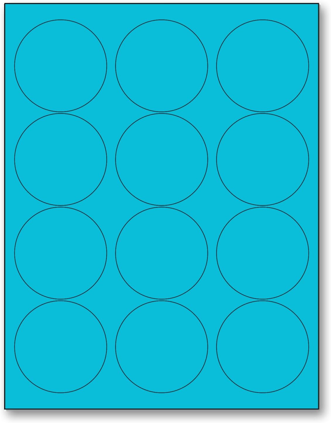 NextDayLabels - 8-1/2 x 11 Neon Color High Light Fluorescent Labels for Laser & Inkjet Printer (Blue Fluorescent, 2.5" Round - 12 Per Page | 1200 Labels)