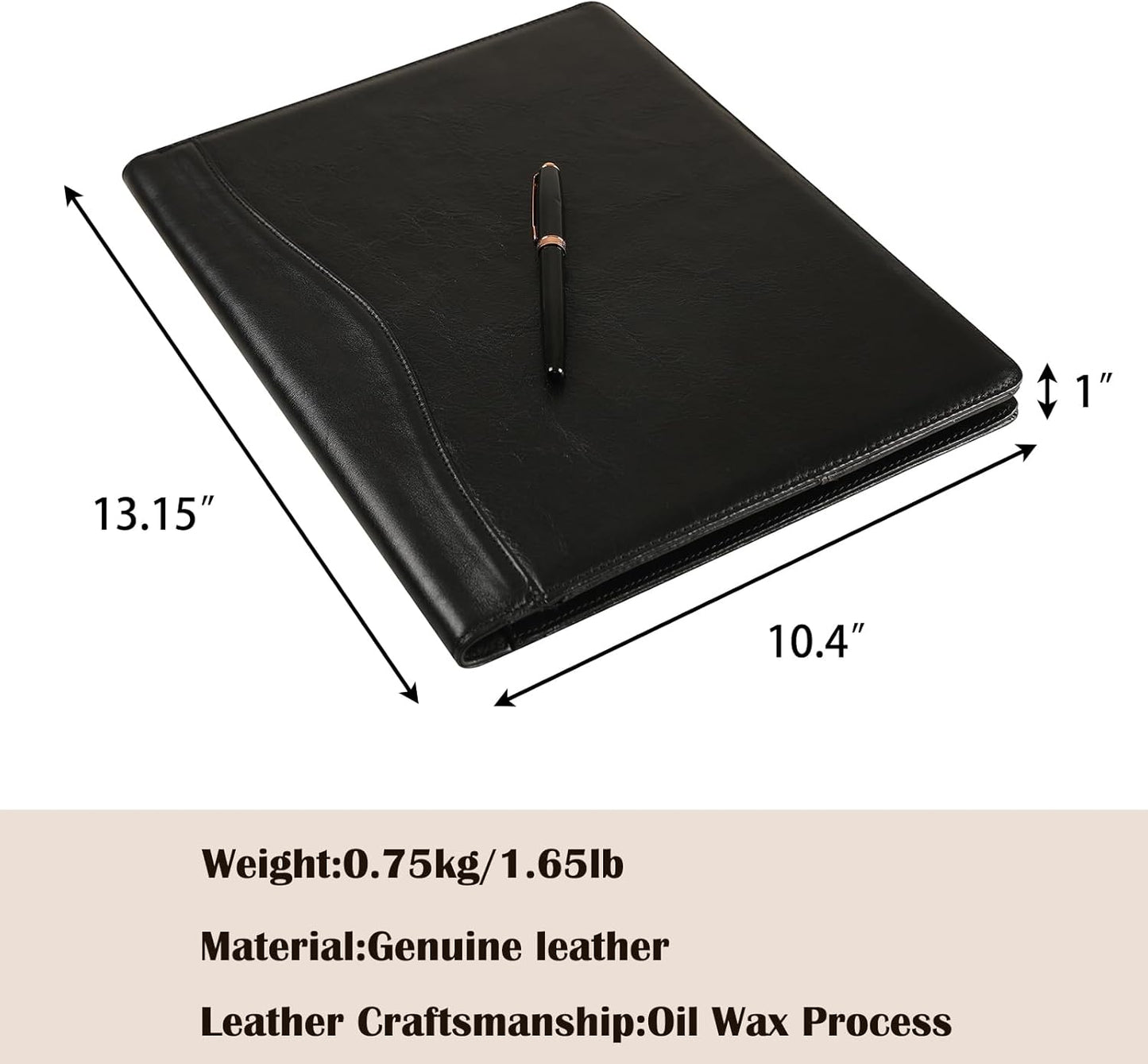 Genuine Leather Padfolio,Free Engraved Name, Personalized Leather Portfolio, A4 Document Folder Legal Pad Padfolio, Resume Folio for Men & Women