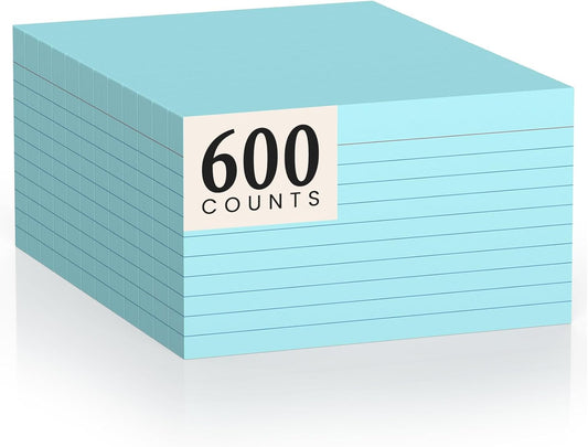 600 Count Index Cards 3 x 5 Inch Blue Lined Flash Cards Ideal for Studying and To-do-List, Portable Note Cards Taking for Students and Teachers, Flash Card Styled for Home, Office or School Use