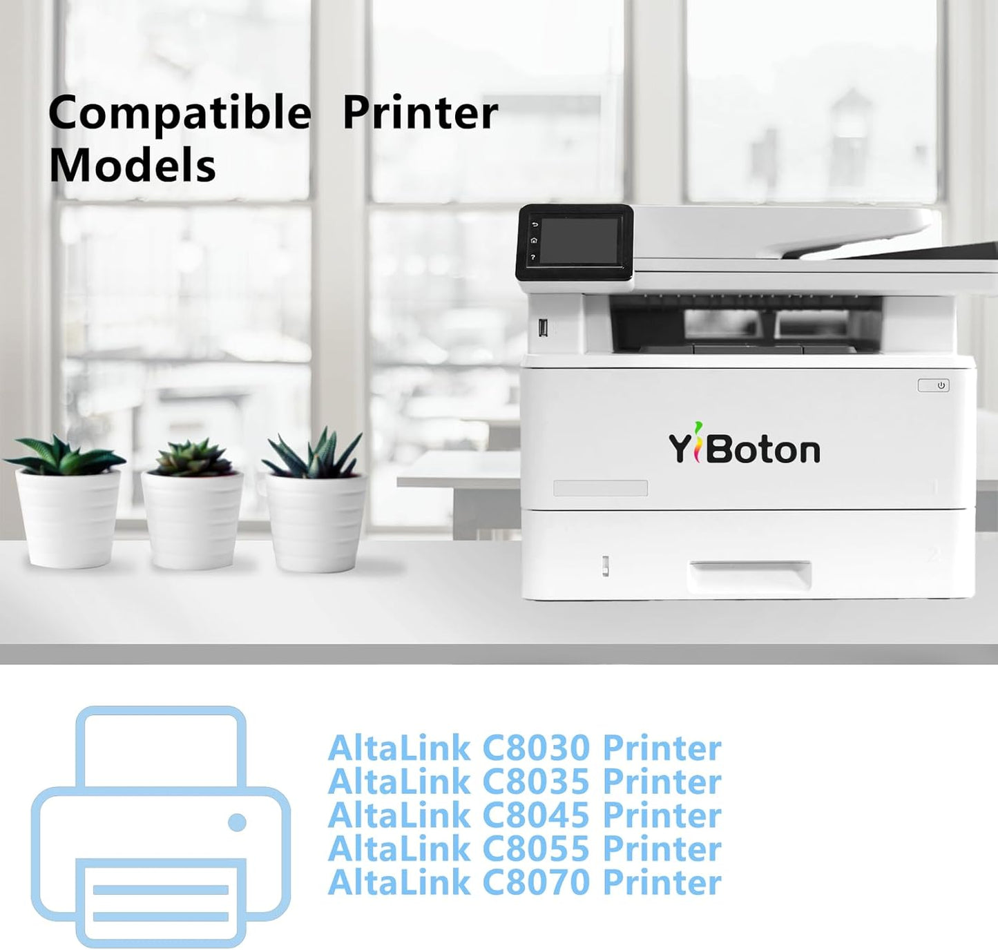AltaLink C8030 C8035 C8045 Toner Cartridge Replacement for Xerox 006R01697 006R01698 006R01699 006R01700 Toner Use for Xerox AltaLink C8030 C8035 C8045 C8055 C8070 Printer (Black Cyan Magenta Yellow)