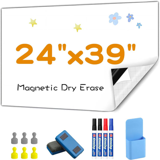 Magnetic Whiteboard Contact Paper, 24" x 39" Stick on Magnetic Dry Erase White Board Sticker on Wall, Easy to Write for Drawing, School, Office, Kitchen Fridge