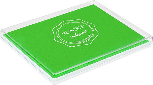 MOYBMG Large Green Permanent Ink Pad for Rubber Stamps, 5x4 Inch, Kids Non-Toxic Safe Ink Pad, Paper Wood Fabric