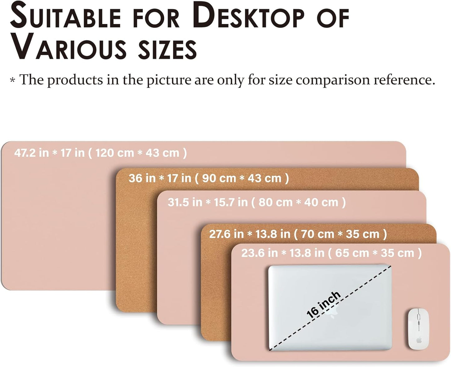 Cork Desk Mat - Small Dual-Sided Desk Pad for Office and Home - Desk Organization and Accessories - Ideal for Large Mouse Pad and Small Desk Mats on Top of Desks(Pink,23.6"x 13.8")