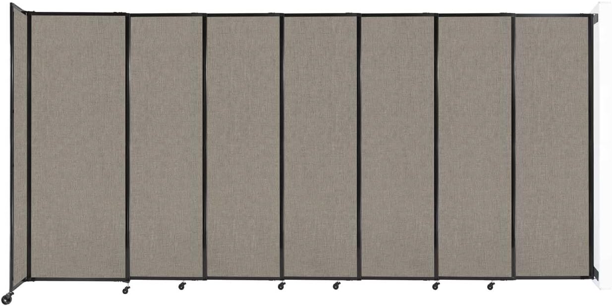 Wall-Mounted Sliding StraightWall Room Divider | Adjustable Widths | Locking Wheels | Room Separator | Up to 15'6" Wide x 7'6" Tall Warm Pebble Fabric Panels