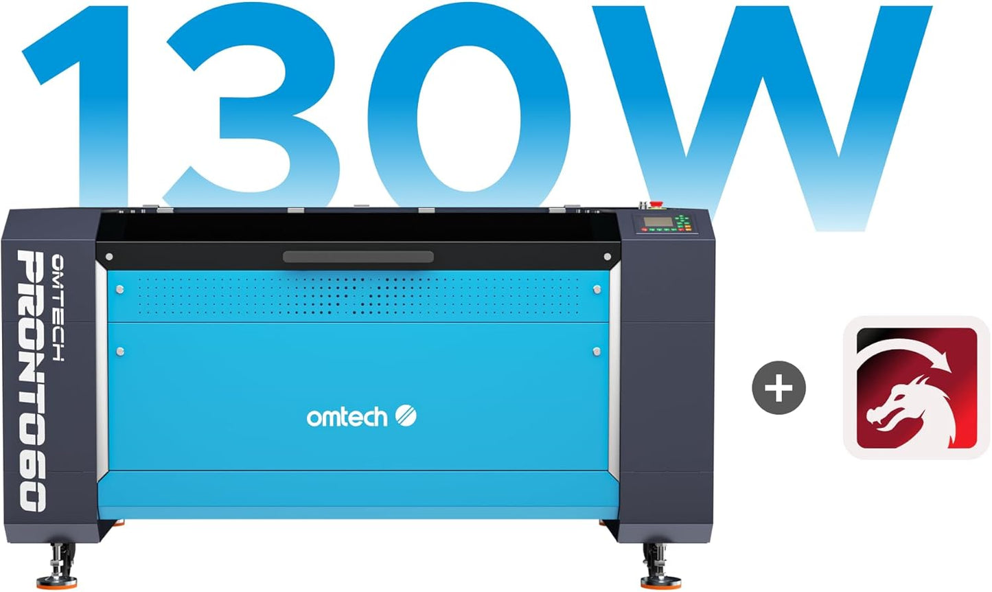 OMTech Pronto 130W CO2 Laser Engraver & Cutter with LightBurn – 51"x35" Workspace, 1,000mm/s Speed, Autofocus, 2-Way Pass, Air Assist, for Wood, Acrylic & More