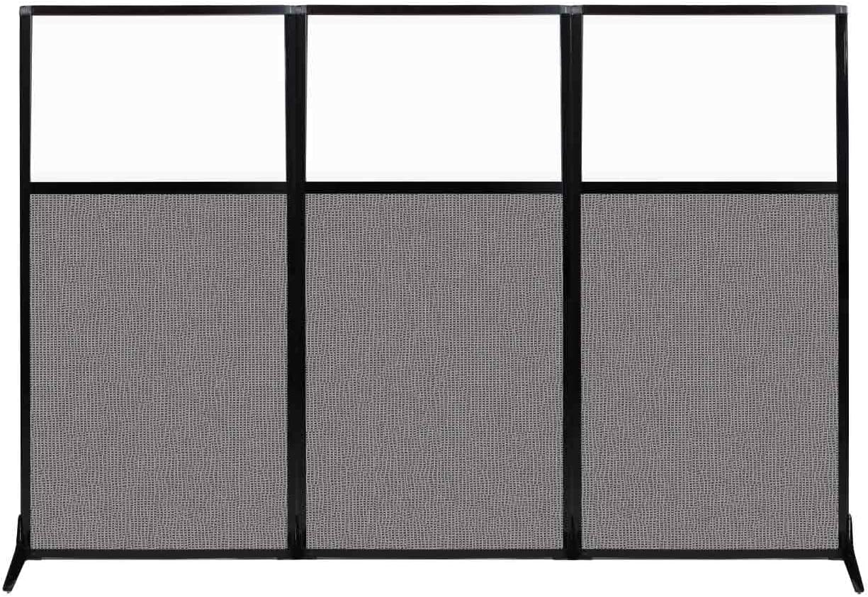 Versare Workstation Partition | Portable Wall Divider | Modern Office Cubicle | Free Standing Privacy Screen | Flexible Work Space | 99" x 70" W/Window, Slate Fabric Panels